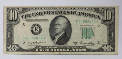 Series 1950-A $10 Federal Reserve Note Star Note Fr-2011-E XF+ 1PZ9