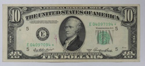 Series 1950-A $10 Federal Reserve Note Star Note Fr-2011-E 1XOY