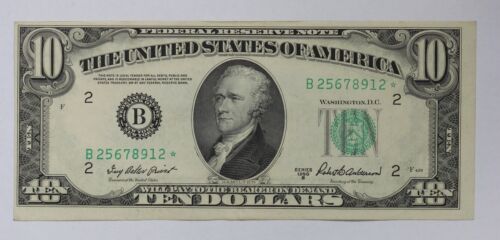 Series 1950-A $10 Federal Reserve Note Star Note Fr-2011-E AU+ 1PZB