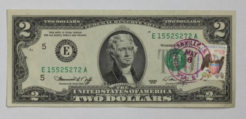 Series 1976 $2 Federal Reserve Note Fr1935E Greenville South Carolina Stamp 1Y4A