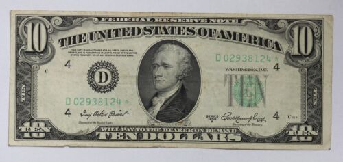 Series 1950-A $10 Federal Reserve Note Star Note Fr-2011-D 1XOV