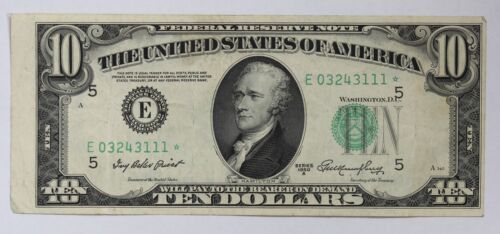 Series 1950-A $10 Federal Reserve Note Star Note Fr-2011-E XF+ 1PZC