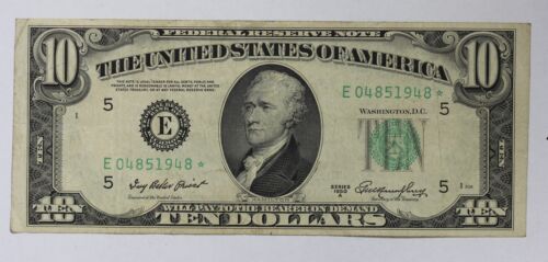 Series 1950-A $10 Federal Reserve Note Star Note Fr-2011-E XF+ 1XOW