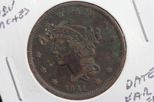 1841 Braided Hair Large Cent Date Set Left 124R
