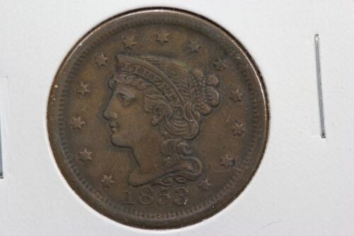 1853 Braided Hair Large Cent XF 1WFU