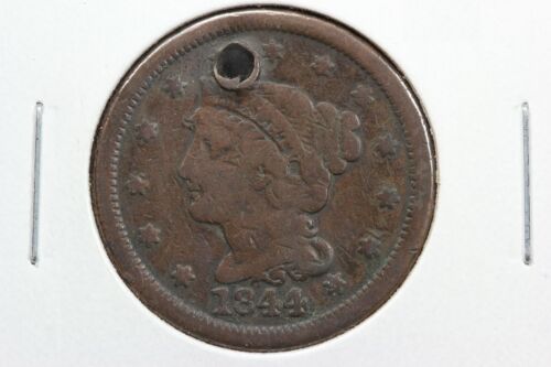 1844 Braided Hair Large Cent Holed 19CZ
