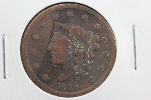 1838 Coronet Head Large Cent 1HS2