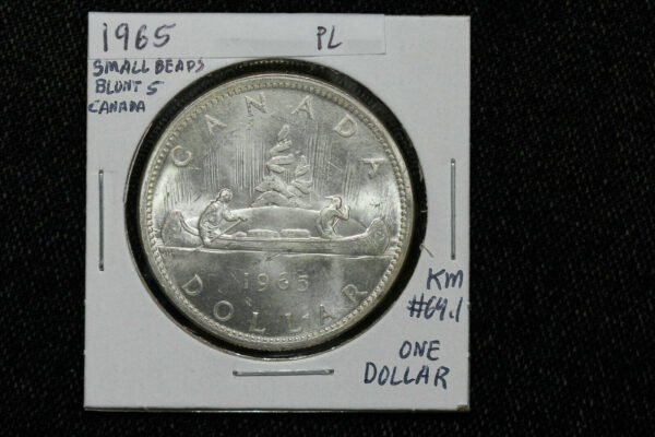 1965 Canada Silver $1 KM# 64.1 Small Beads Blunt 5 Variety 1OTP