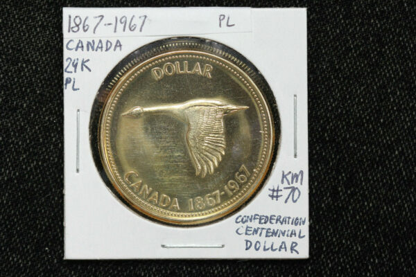 1867 ~ 1967 Canada Confederation Centennial Commemorative Silver $1 KM# 70 24KPL