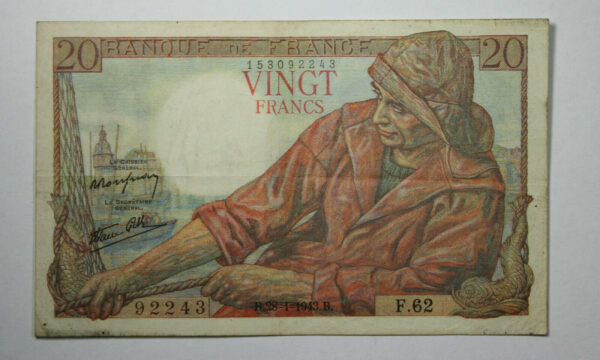 1943 France 20 Francs VF P# 100a 1XZ4
