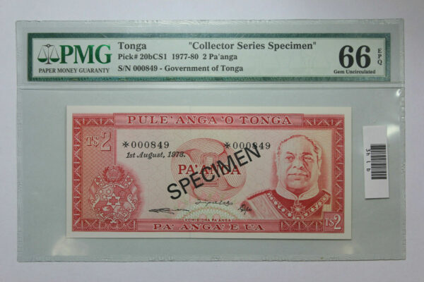 Tonga 1978 2 Pa'anga Bank Note Superb Gem Unc 66 EPQ PMG 1XZ9