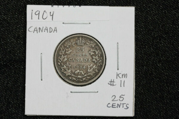 1904 Canada 25 Cents KM# 11 Key Date Coin 199U