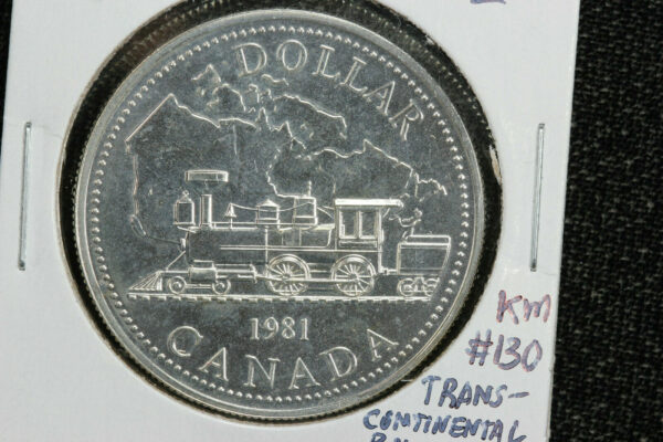 1981 Canada Proof-like Silver Transcontinental Railway $1 KM# 130 19E3