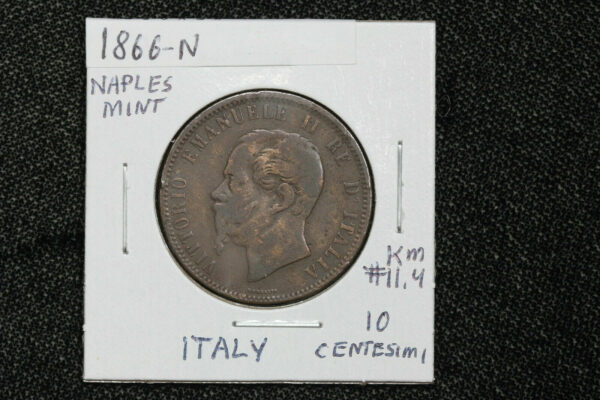 1866-N Italy 10 Centesimi KM# 11.4 2UXQ
