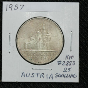 1957 Austria Mariazell City 800 Year Anniversary 25 Schilling KM# 2883 2UXS