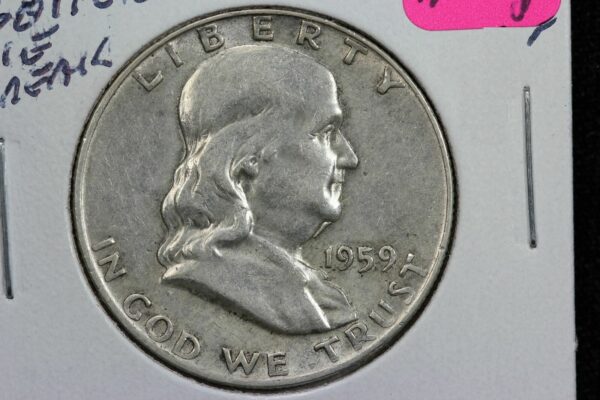 1959 Franklin Half Dollar Goiter Die Break Mint Error Cherrypickers FS-402 12CL