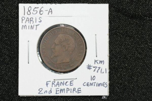 1856-A France 10 Centimes Napoleon III KM# 771.1 1IGL