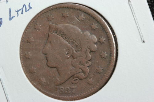 1837 Braided Hair Large Cent Medium Letters VG 20EV