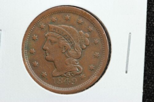 1849 Braided Hair Large Cent XF 1W7P