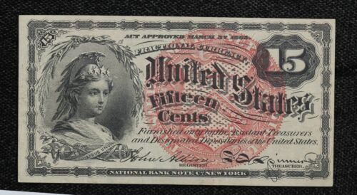 1869 US 15 Cents Fractional Currency Fourth Issue Fr-1268 AU+ 18T7