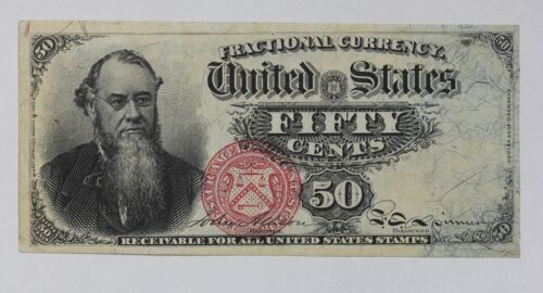 1866 50 Cents United States Fractional Currency Note Fr-1376 Fourth Issue 1I8G