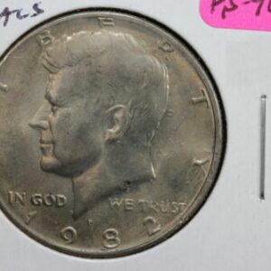 1982-P Kennedy Half Dollar Missing Reverse Designers Initials Mint Error