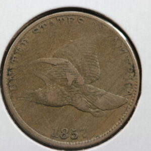 1857 Flying Eagle Cent Die Break at Left Wing Mint Error 20YQ