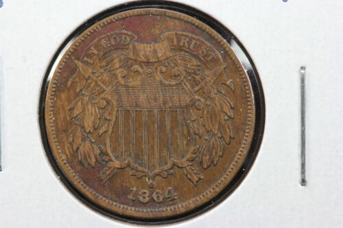 1864 2 Cent Coin Repunched Date 18 Over 18 Mint Error 2VTX