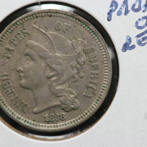 1868 3 Cent Nickel Clashed Dies Error 2VTZ