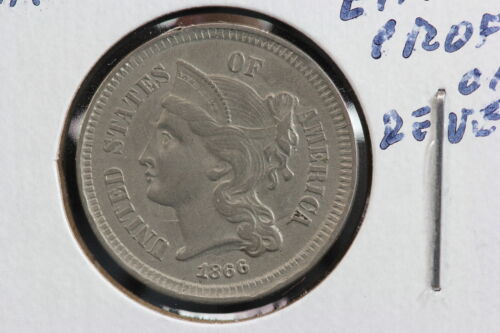 1866 3 Cent Nickel Clashed Dies Error 2O3U