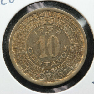 1939 Mo Mexico 10 Centavos AU KM# 432 2NSL