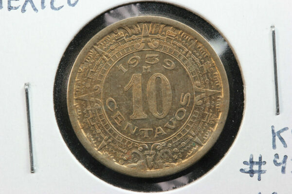 1939 Mo Mexico 10 Centavos AU KM# 432 2NSL
