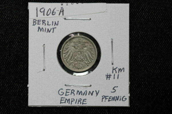 1906-A Germany Empire 5 Pfennig KM# 11 AU 20W8
