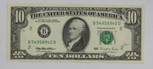 Series 1995 $10 Federal Reserve Note Fr-2032-B 2GTG