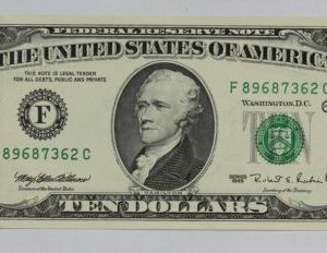 Series 1995 $10 Federal Reserve Note Fr-2032-F 293P