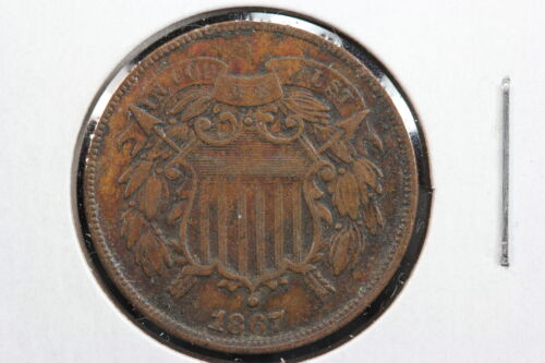 1867 US 2 Cent Coin XF+ 21CT