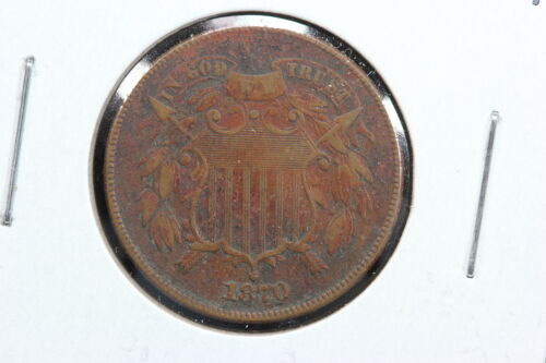 1870 US 2 Cent Coin VF 2W9K