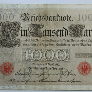 1910 Germany Empire 1000 Mark Banknote P# 44a 2W6A