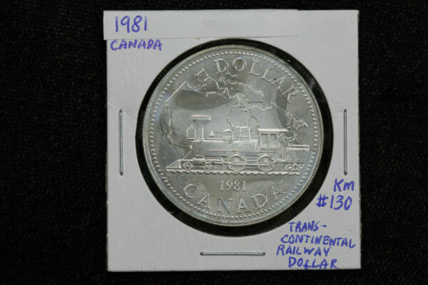 1981 Canada Transcontinental Railway Commemorative Silver Dollar KM# 130 1PDM