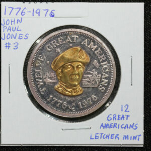 1976 Twelve Great Americans John Paul Jones .999 Silver 24k Gold Medal 2GXZ