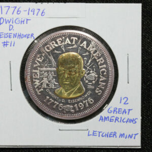 1976 Twelve Great Americans Dwight D Eisenhower .999 Silver 24k Gold Medal 21II