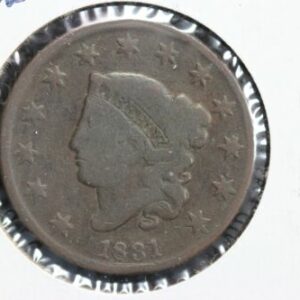 1831 Coronet Head Large Cent Large Letters Variety 21U2