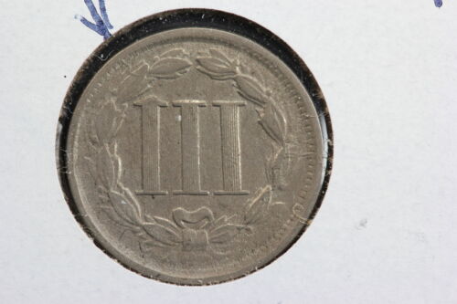 1866 3 Cent Nickel Candle Cud Mint Error 1Y9W