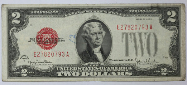 Series of 1928-G $2 United States Note Fr-1508 2WDE