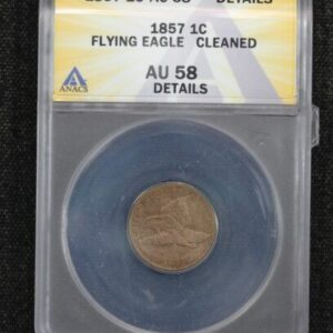1857 Flying Eagle Cent ANACS AU-58 Details Cleaned 2AHB