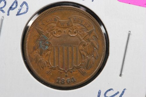 1864 US Two Cent Coin Repunched Date Error Cherrypickers FS-1101 2XY2