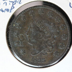 1833 Liberty Matron Head Large Cent '52' Counterstamp 2OFH