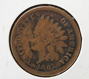 1862 Indian Head Cent VG+ 21LC