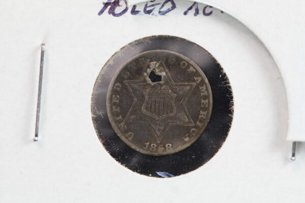 1858 Three Cent Silver Holed 2913