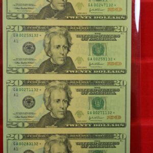 Series 2004A Federal Reserve STAR 00 $20 Uncut Sheet of 4 GA 2IVT